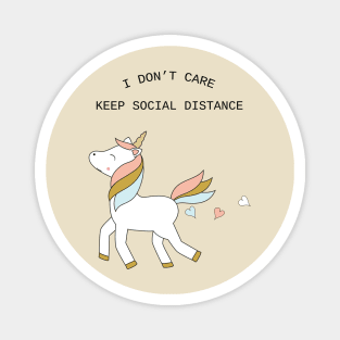 Unicorn - keep social distance - black text Magnet